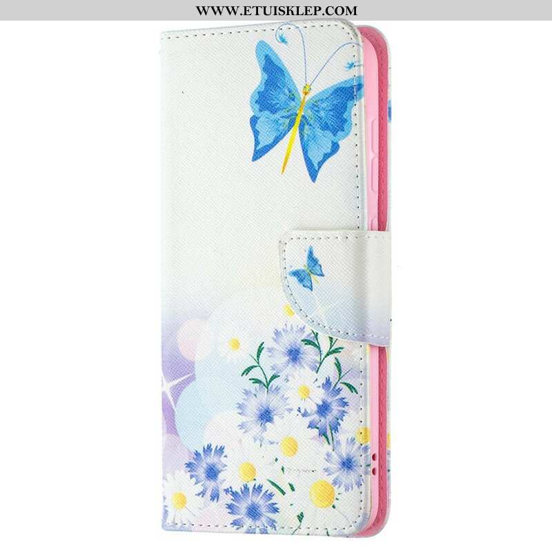 Etui Folio do Samsung Galaxy S21 FE Malowane Motyle I Kwiaty